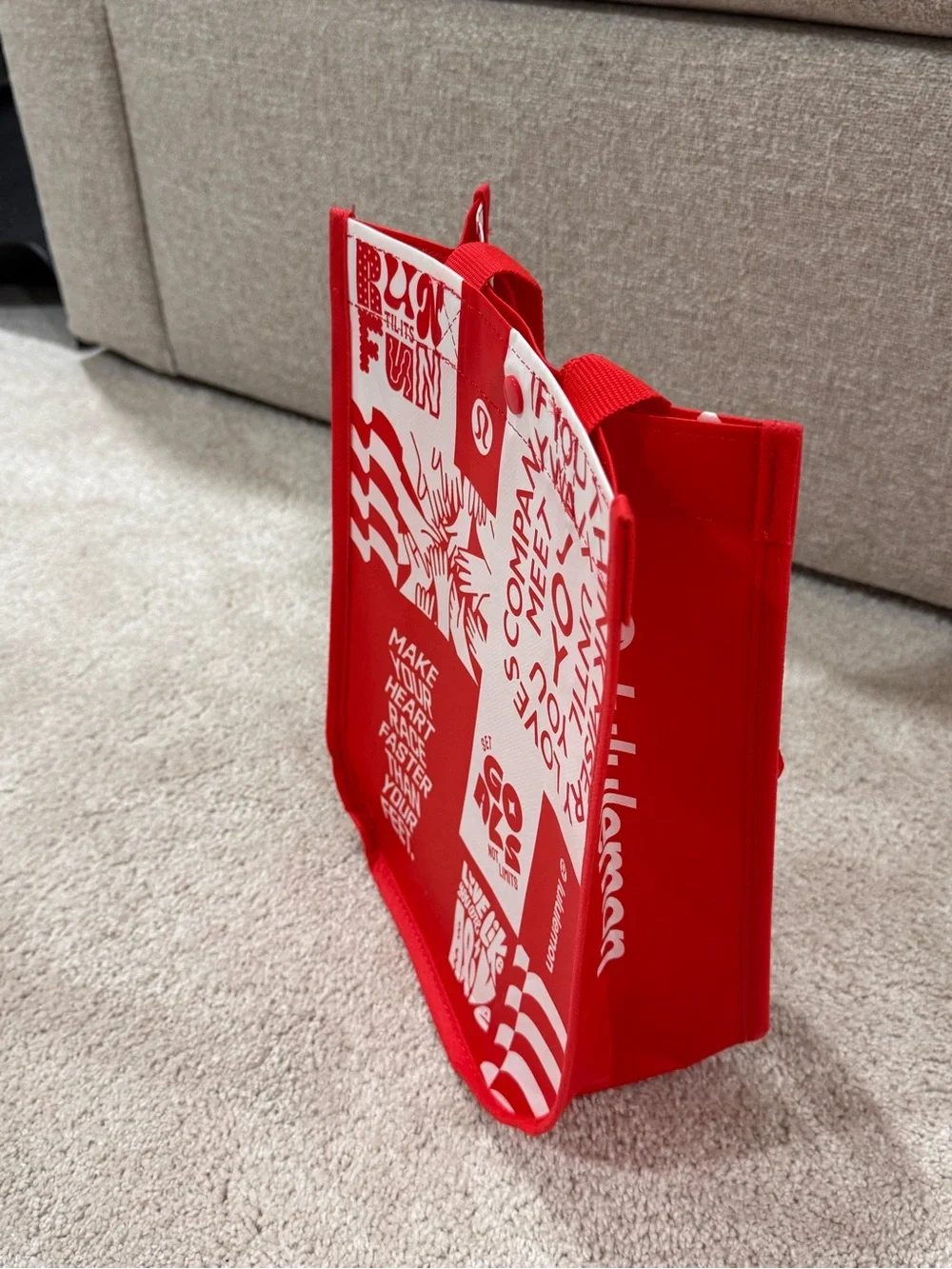 lululemon athletica Red and White Tote Bag